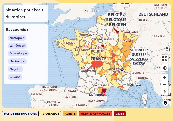 VigiEau, map of France