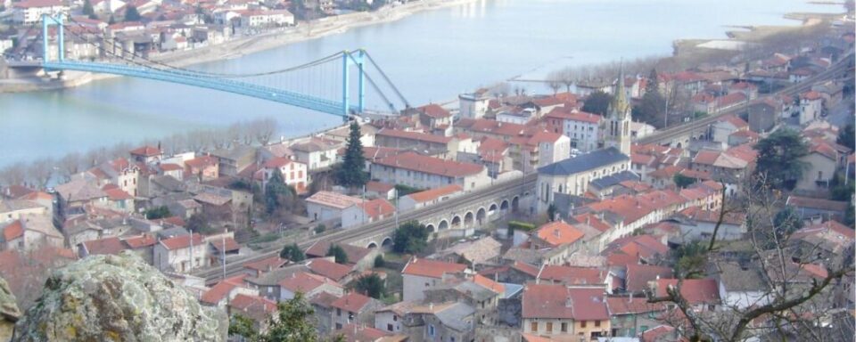 The Serrières and Sablons bridge over the River Rhône between Drôme and Ardèche