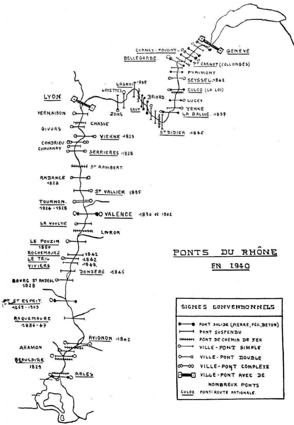 Ponts du Rhône en 1940 (France)